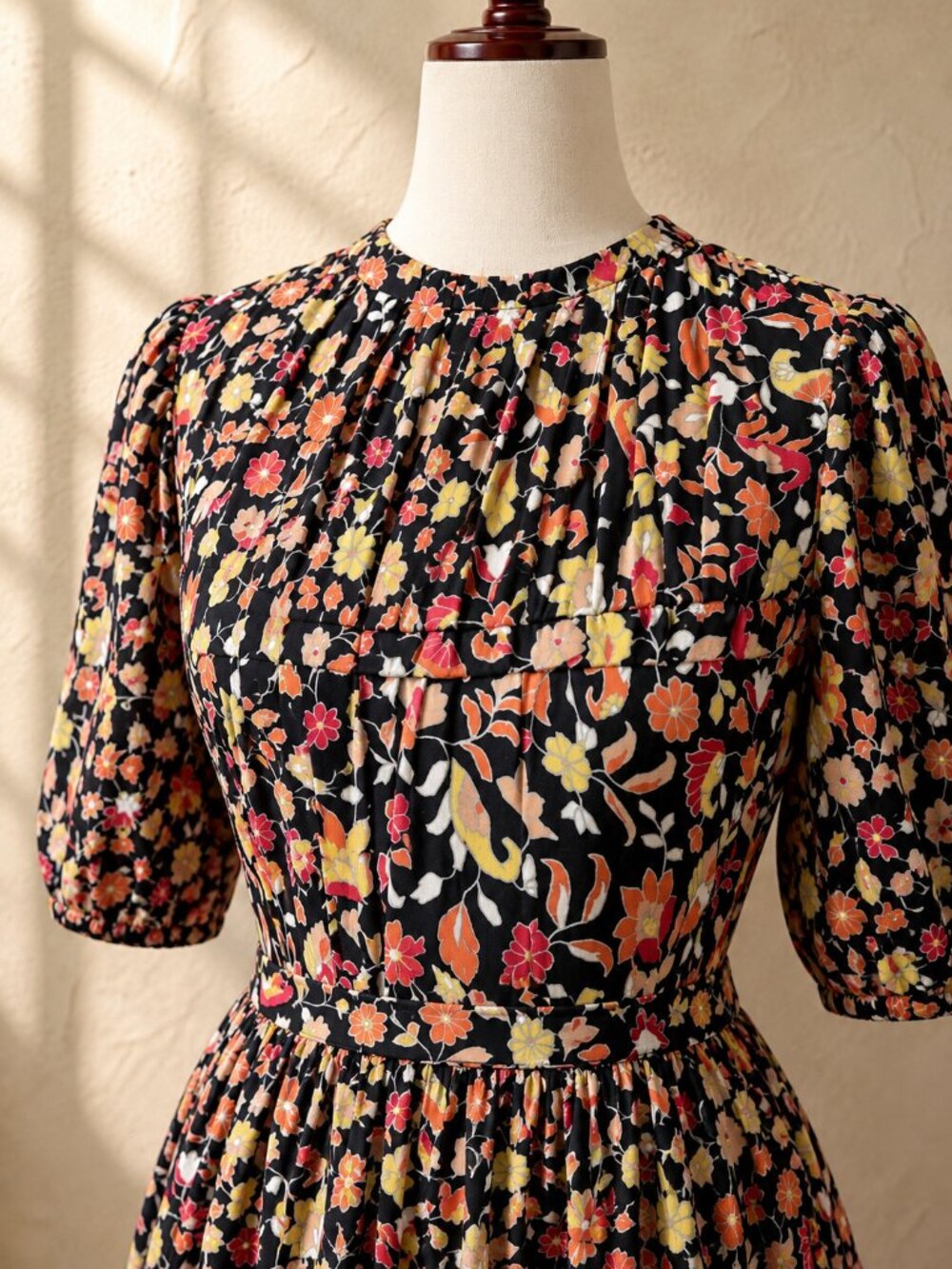 Boden Yoke Detail Jersey Midi Dress Black Print Pockets Floral 6 - Picture 3 of 7